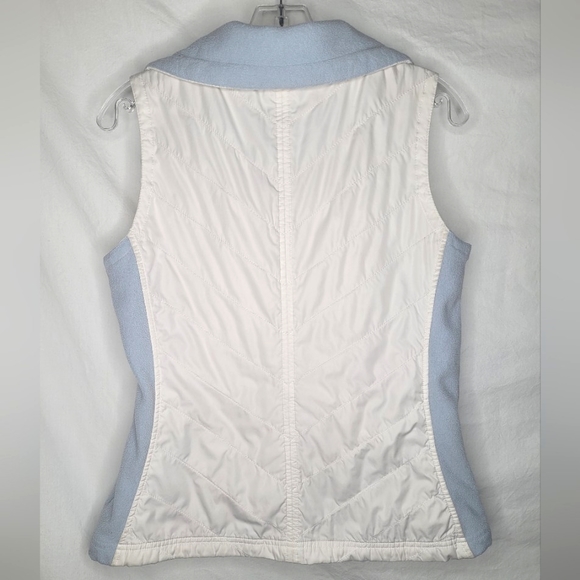 Columbia Vest Icy Blue Fleece Ivory Lightweight Full-Zip Side Pockets Medium 💙 - Picture 3 of 6